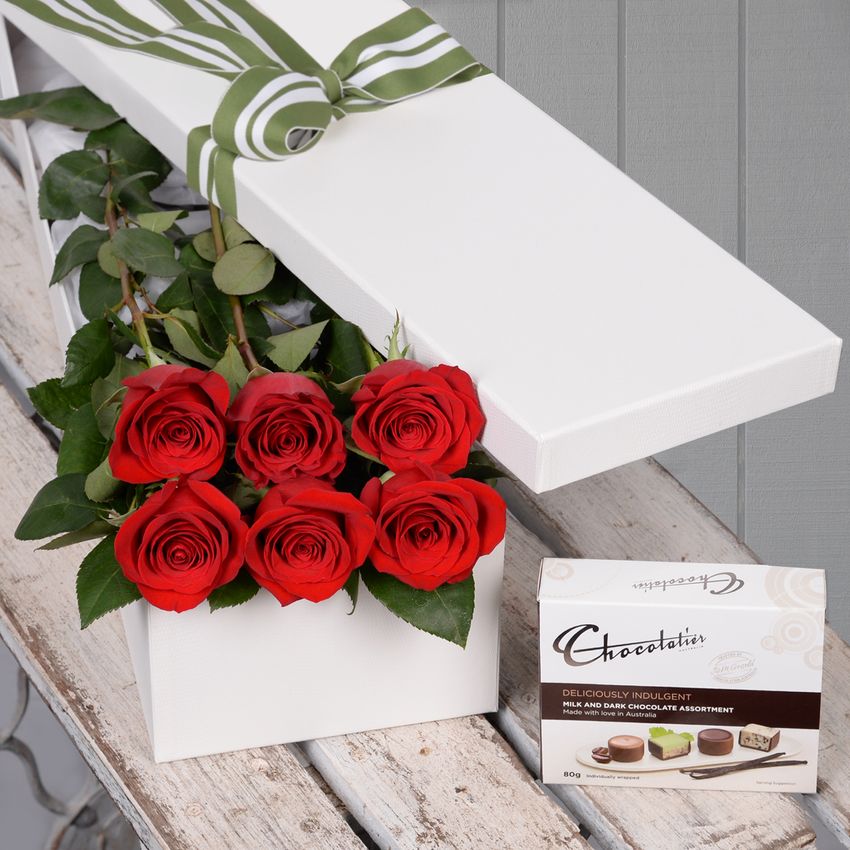 6 Red Roses with Chocs