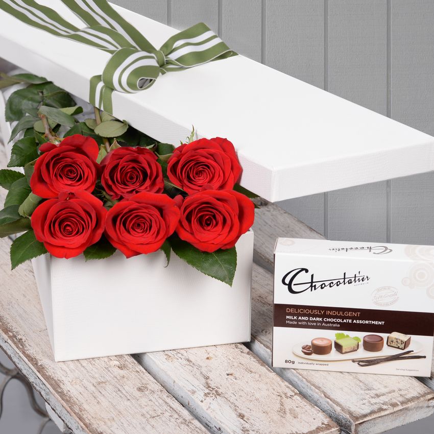 6 Red Roses with Chocs