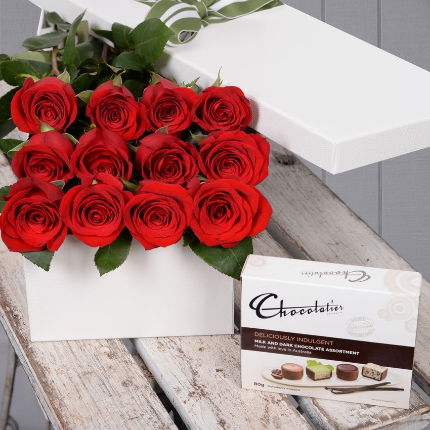 12 Red Roses with Chocs