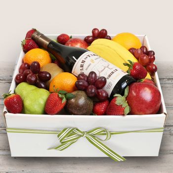 Classic Fruit Box with Red Wine Flowers