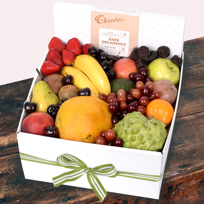 Deluxe Fruit Box with Dark Chocs