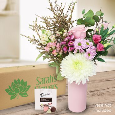 Blushing Beauty With Chocs Flowers