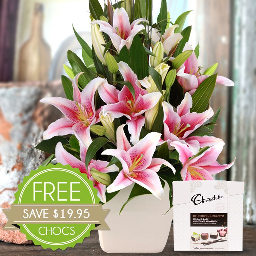 Lush Lilies Pink with Chocs