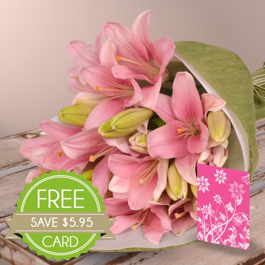Lilies in Pink with Card Special