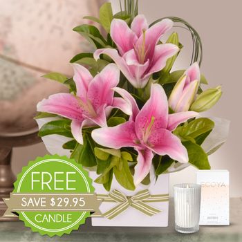 Pink Oriental with Free Candle Flowers