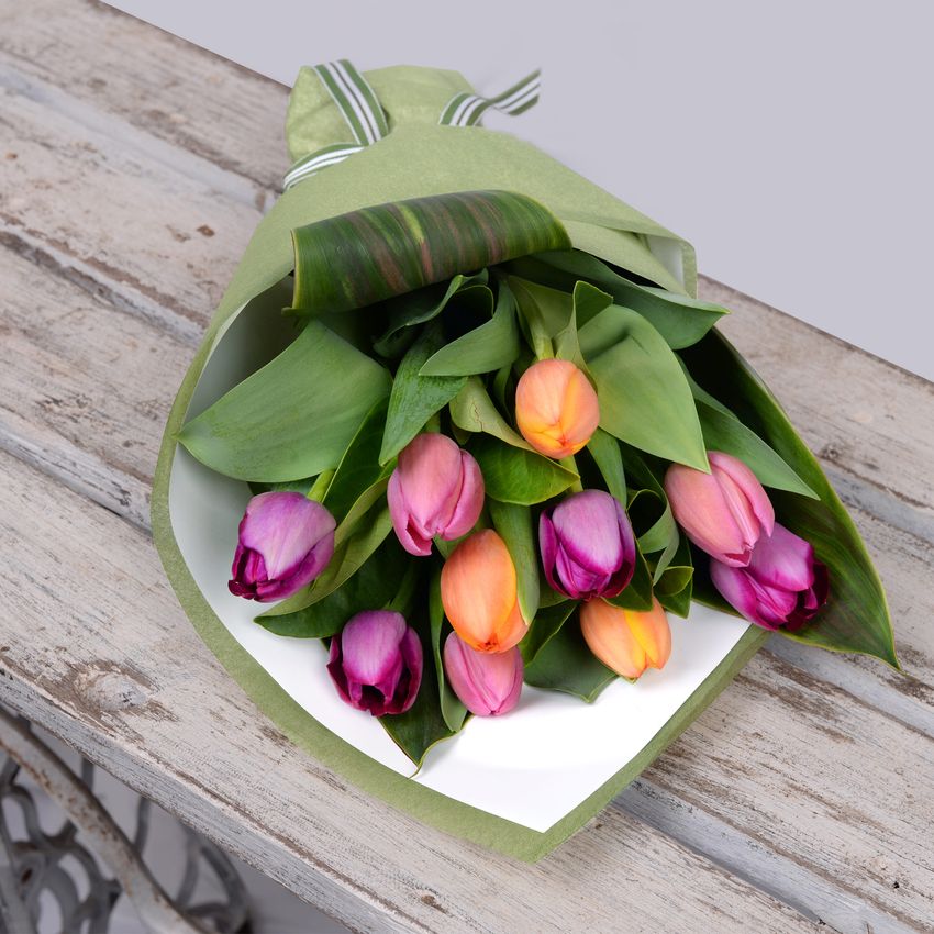 Rainbow Tulips 10 with Chocs