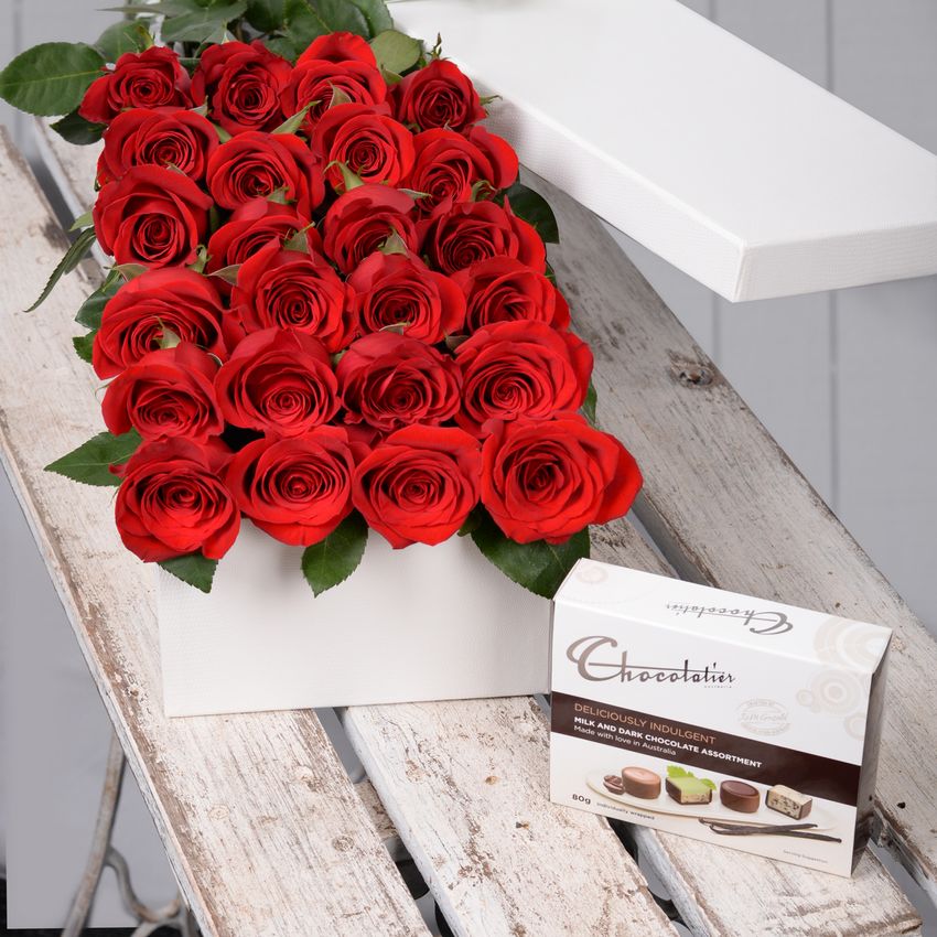 24 Red Roses with Chocs