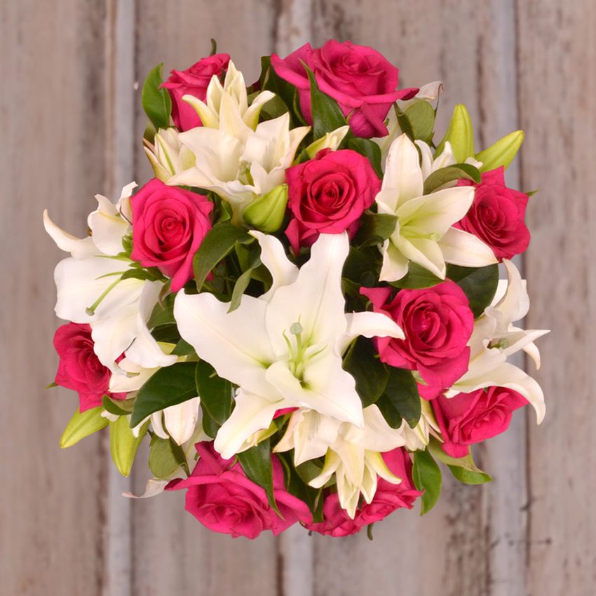 Rose and Lily Bouquet in Vase Special