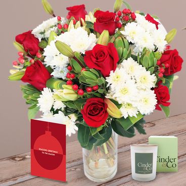 Crimson Blend Christmas Bundle Flowers