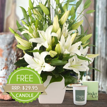 Lush Lilies White with Free Candle