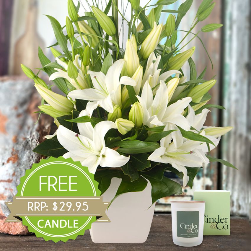 Lush Lilies White with Free Candle