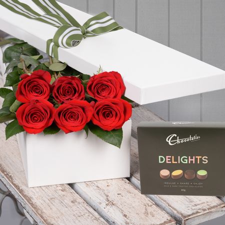 Valentine's Day 6 Red Roses with Chocs