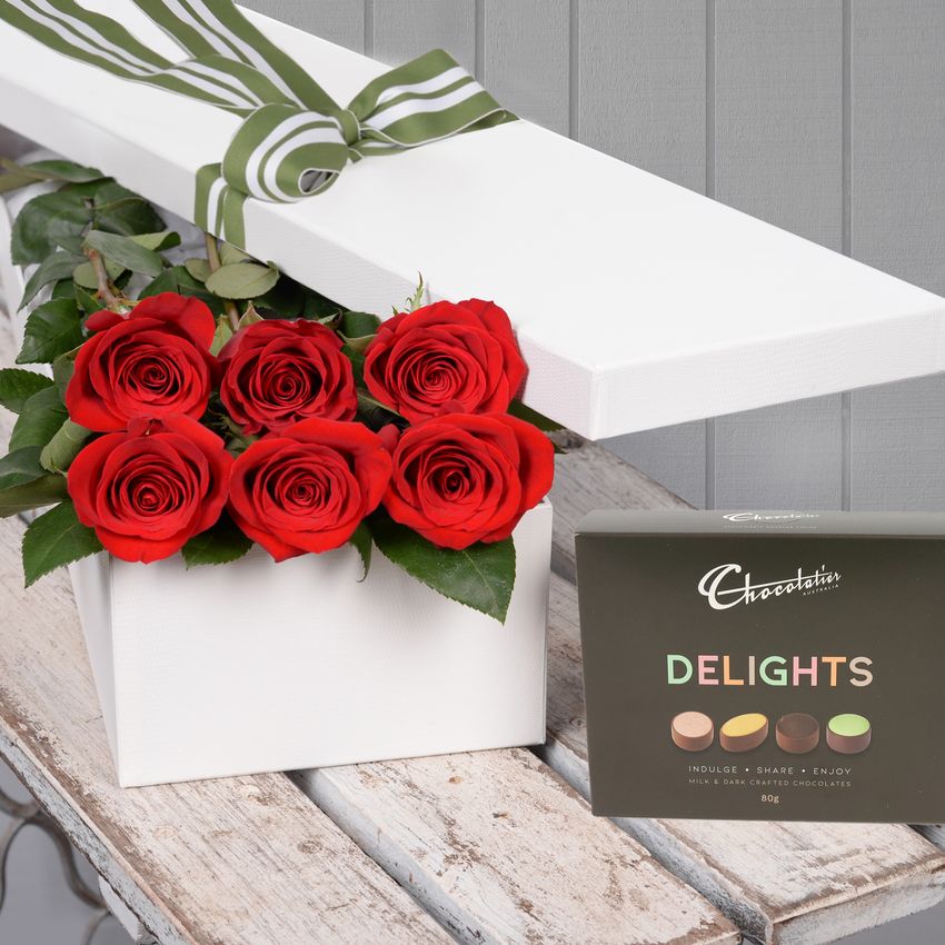 6 Red Roses with Chocs