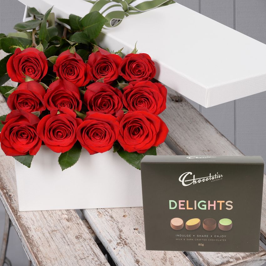 12 Red Roses with Chocs