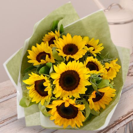 Bright Sunflowers with Polaroid and Chocs