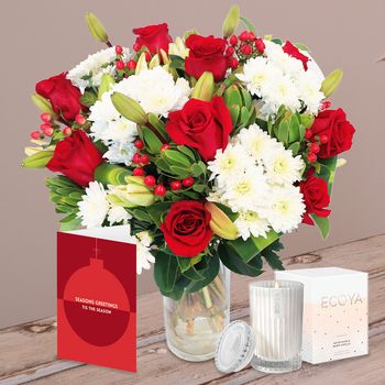 Crimson Blend Christmas Bundle Flowers
