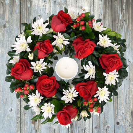 Rudolph Wreath with Candle