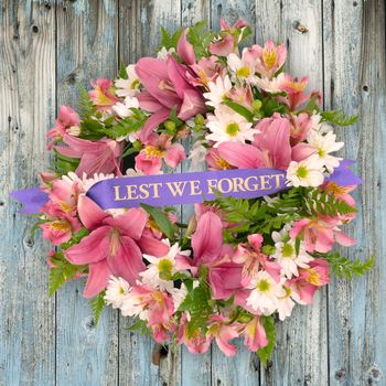 Soft Pink Wreath with Ribbon Flowers