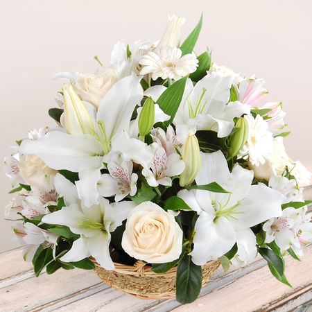 White Flower Basket